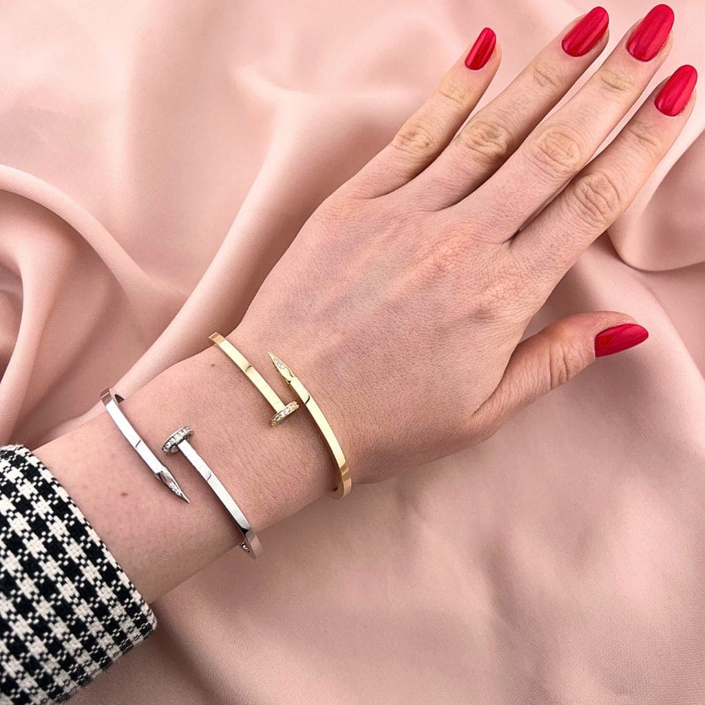 Bratara Fixa Aur 14k Cui Patrat cu Pietre Zirconia