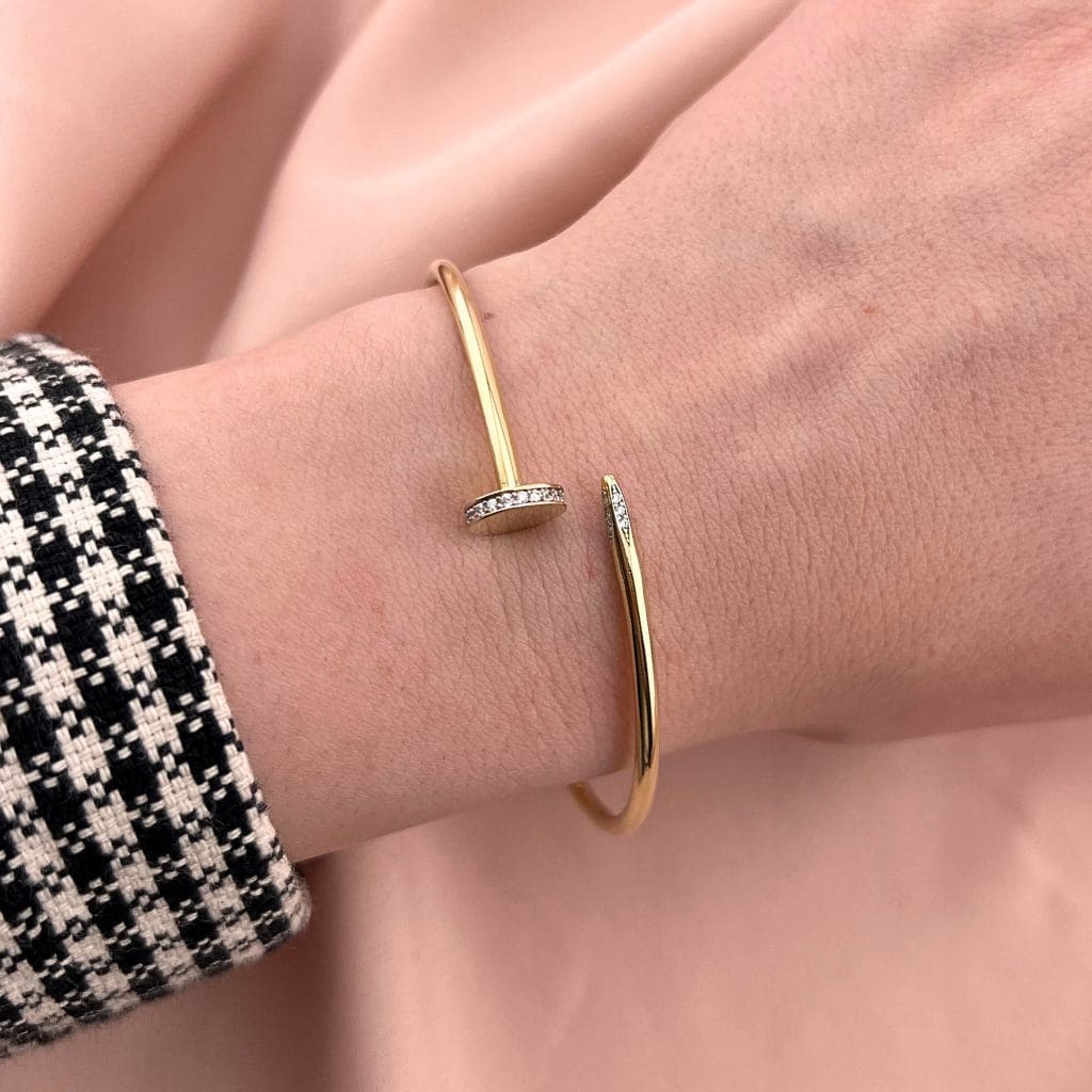 Bratara Fixa Aur 14k Tip Cui cu Pietre Zirconia