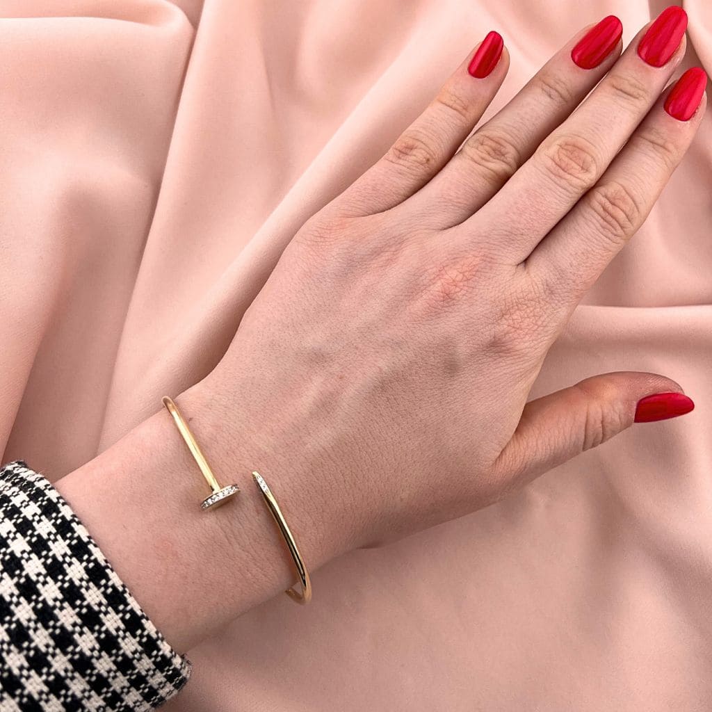 Bratara Fixa Aur 14k Tip Cui cu Pietre Zirconia