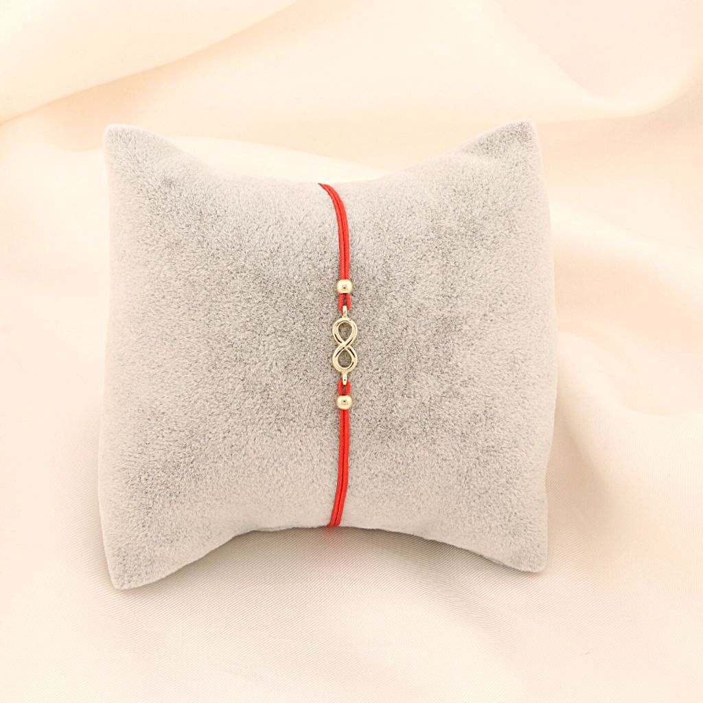 Martisor Bratara Snur Rosu Aur 14k Infinit si Bilute