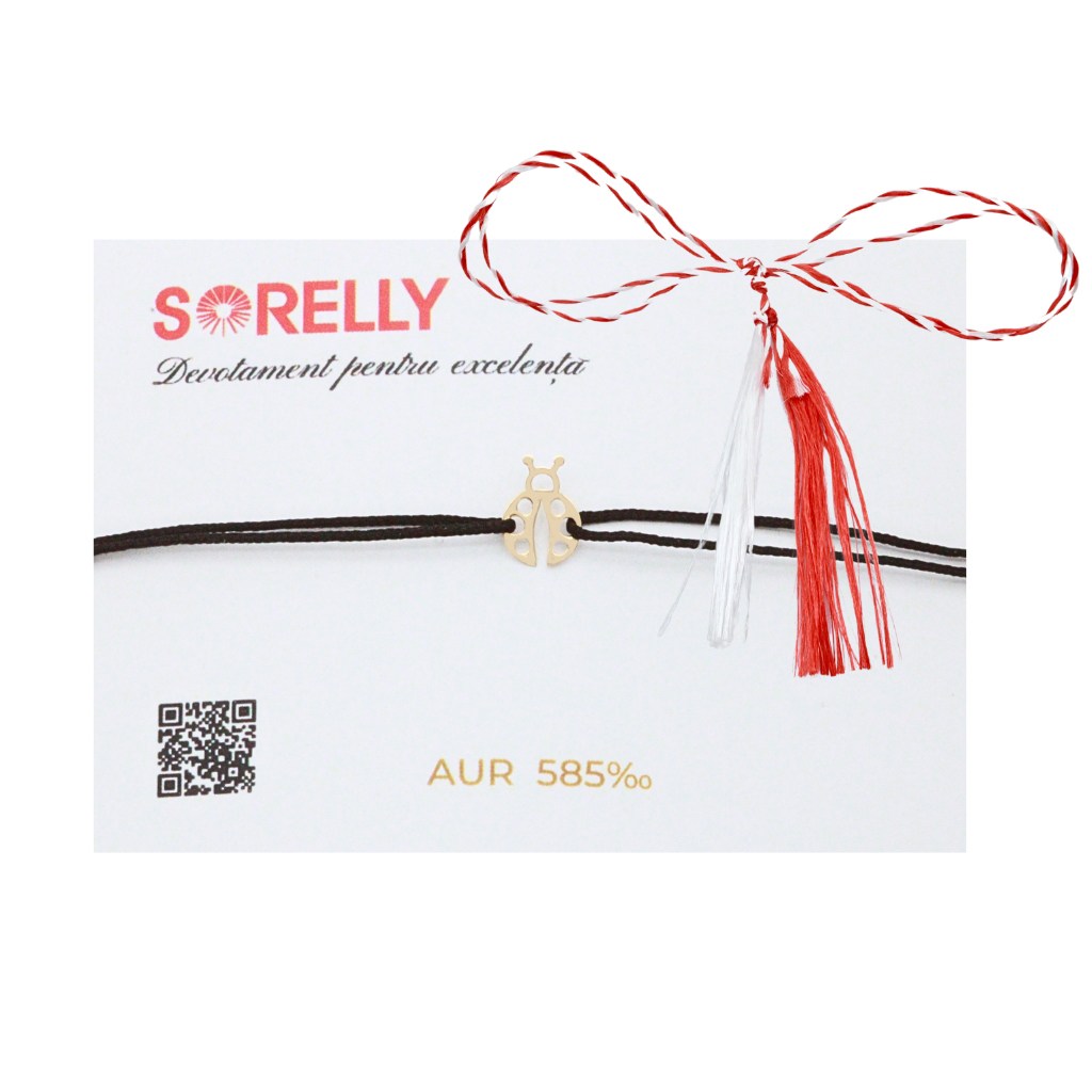 Martisor Bratara Aur Snur 14k cu Buburuza