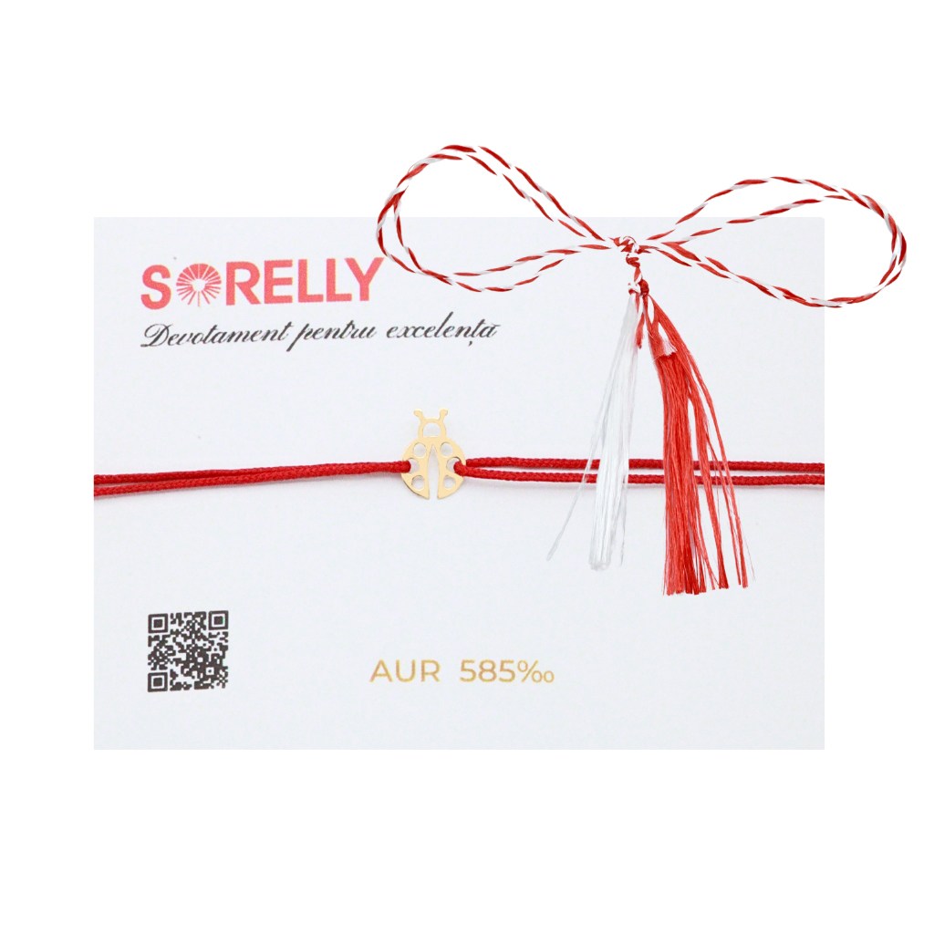 Martisor Bratara Aur Snur 14k cu Buburuza