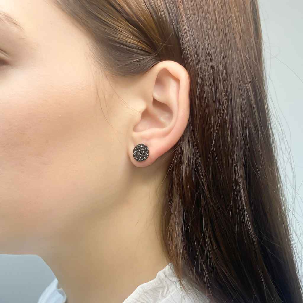Cercei Aur 14k Banut cu Pietre Negre