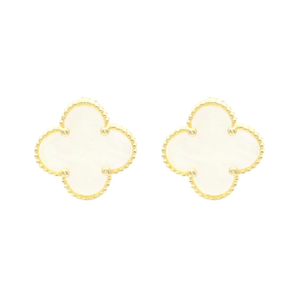 Cercei Aur 14k Floare cu Sidef 1.1cm