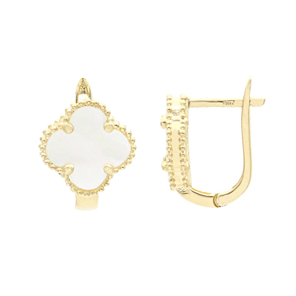 Cercei Aur 14k Floare cu Sidef 1 cm