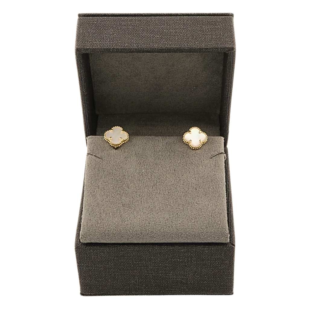 Cercei Aur 14k Floare cu Sidef 1 cm