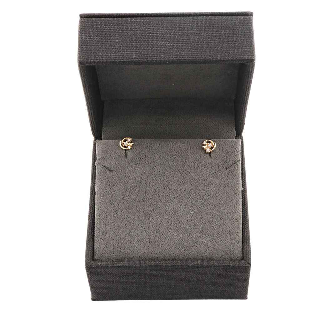 Cercei Aur 14k Semiluna si Stele cu Pietre Zirconia