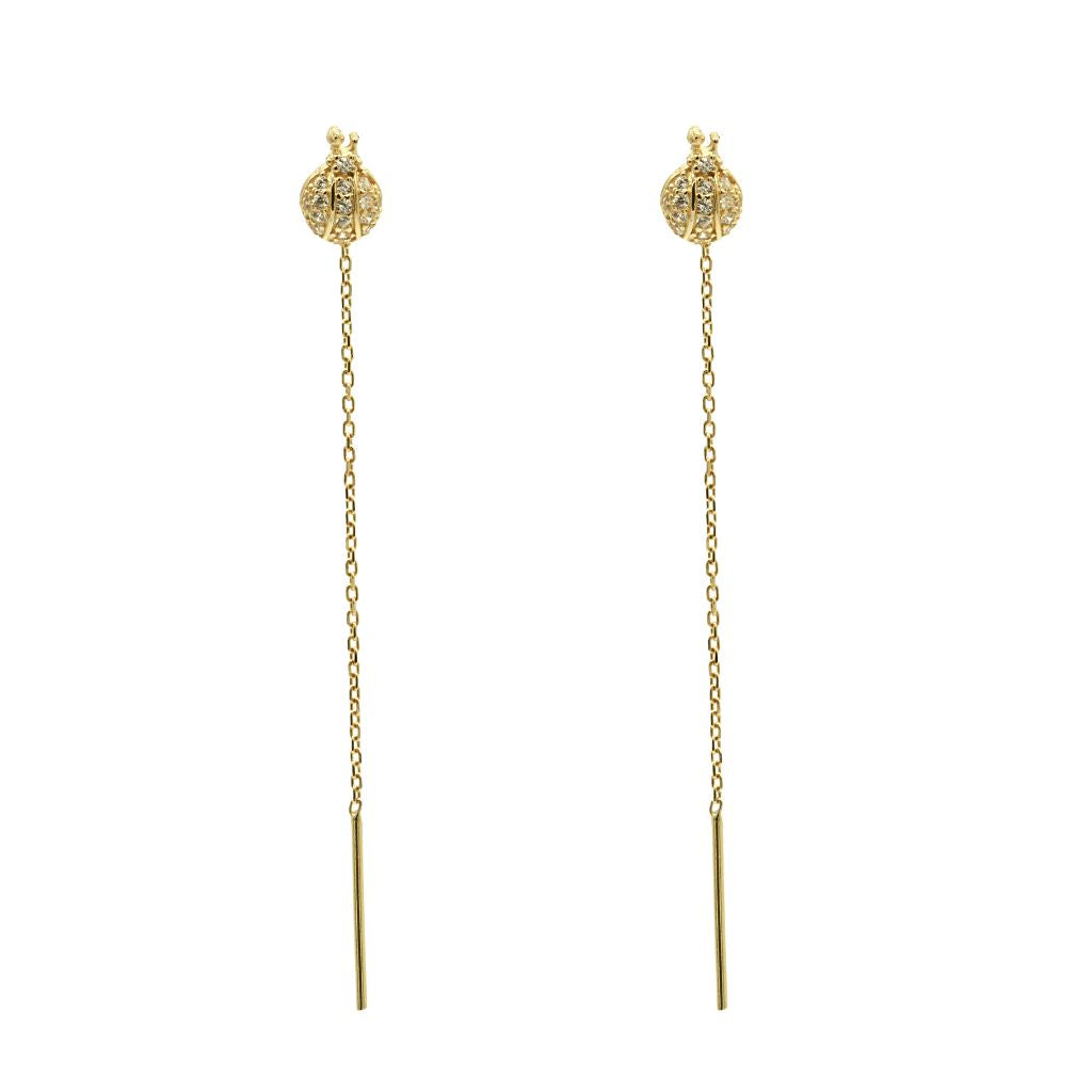 Cercei Fir Aur 14k Buburuza cu Pietre Zirconia