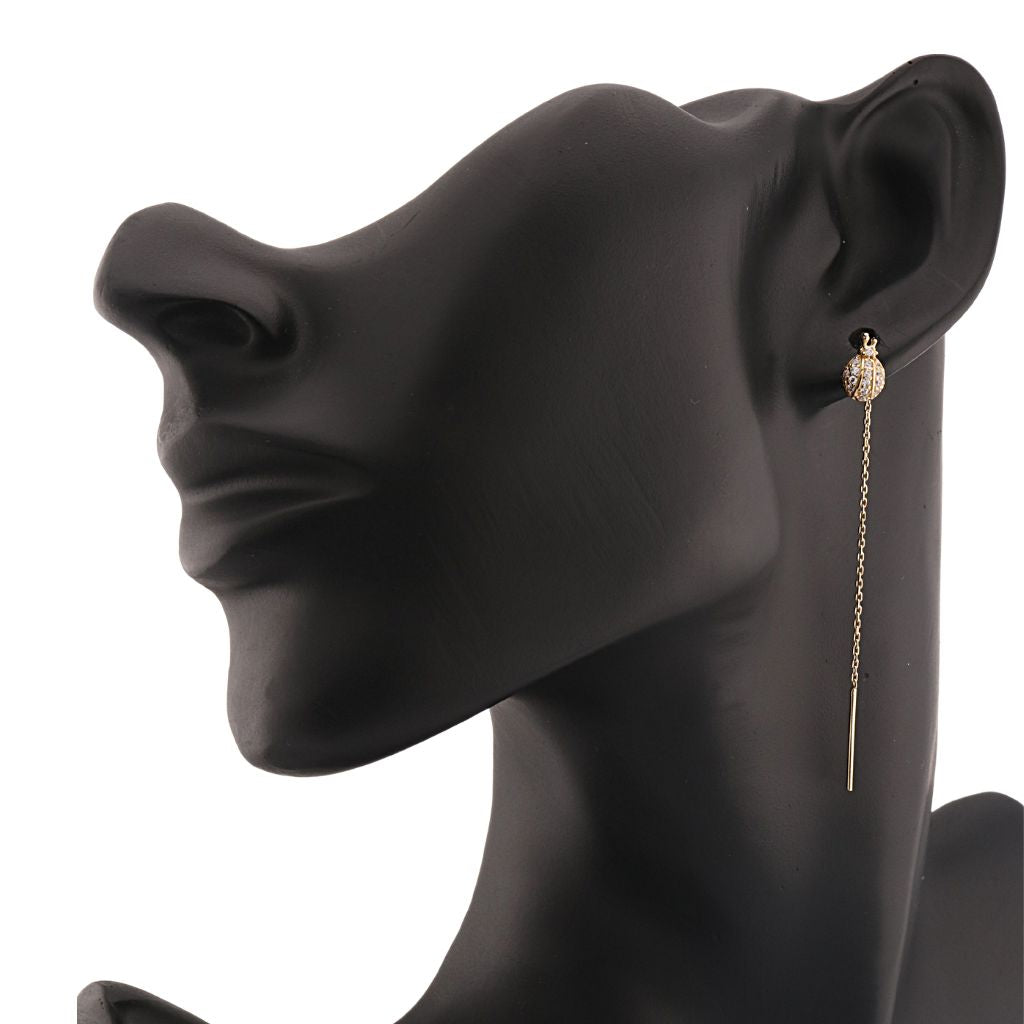 Cercei Fir Aur 14k Buburuza cu Pietre Zirconia