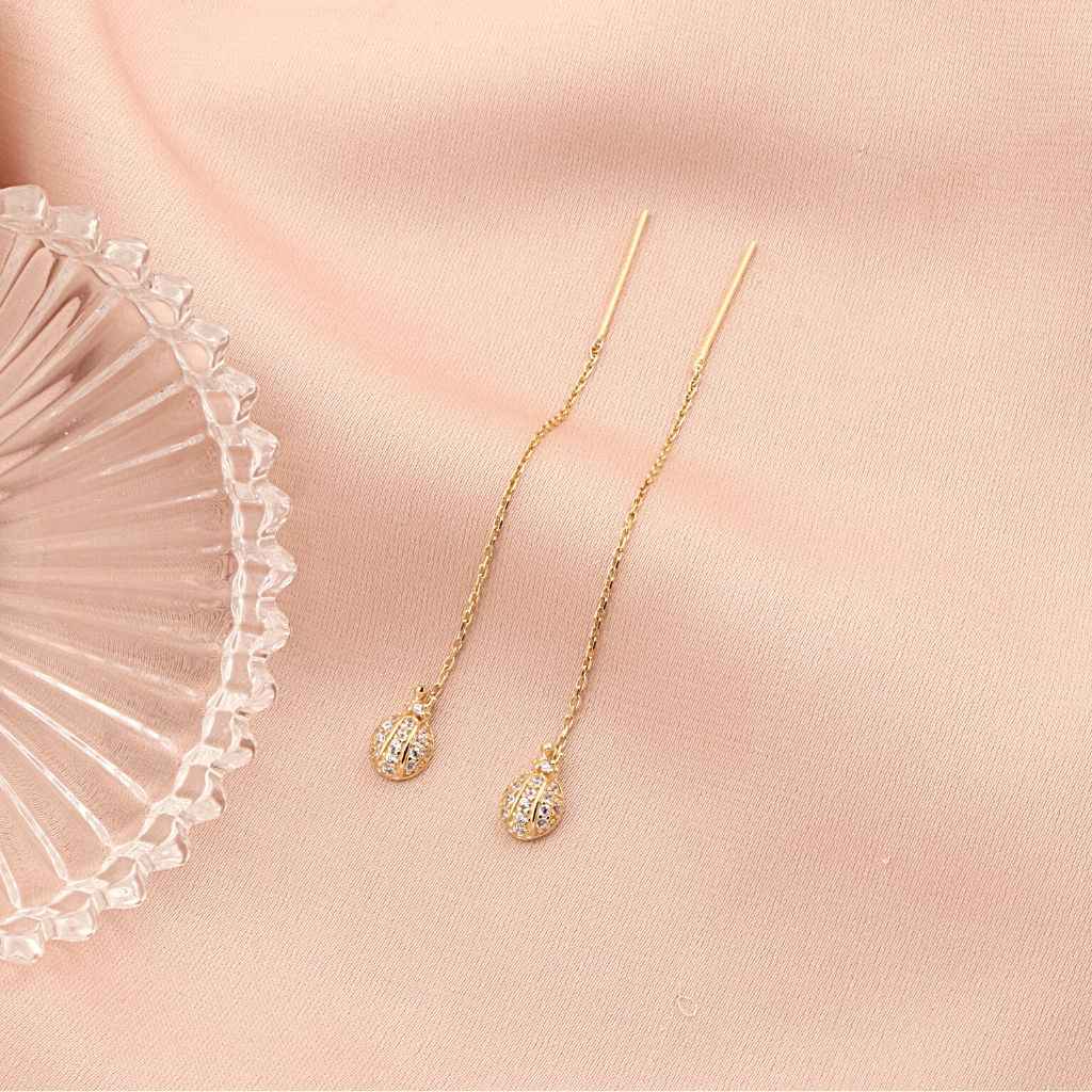 Cercei Fir Aur 14k Buburuza cu Pietre Zirconia