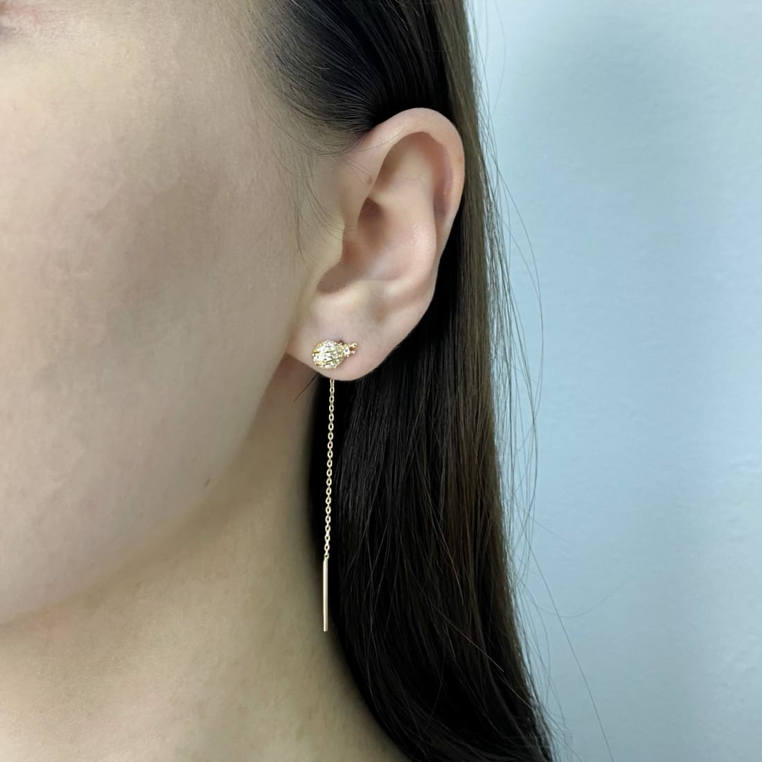 Cercei Fir Aur 14k Buburuza cu Pietre Zirconia