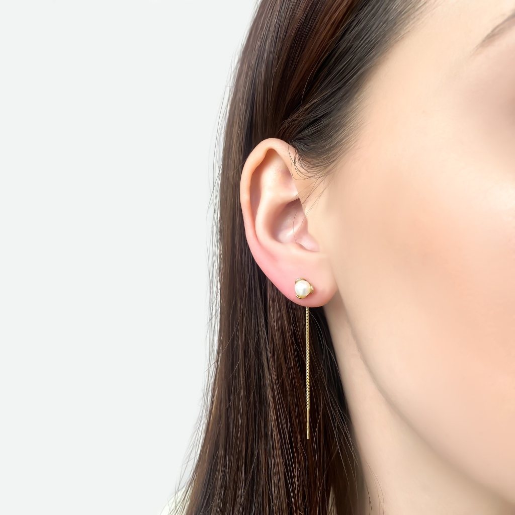 Cercei Fir Aur 14k cu Perla Naturala