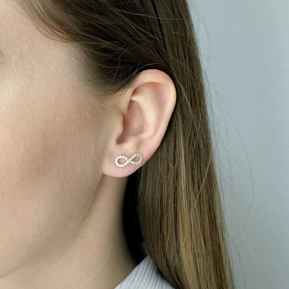 Cercei Aur 9k Infinit cu Pietre Zirconia