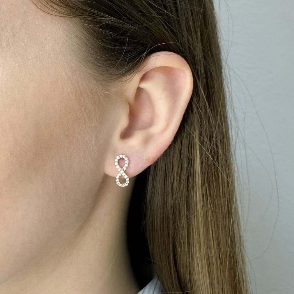 Cercei Aur 9k Infinit cu Pietre Zirconia