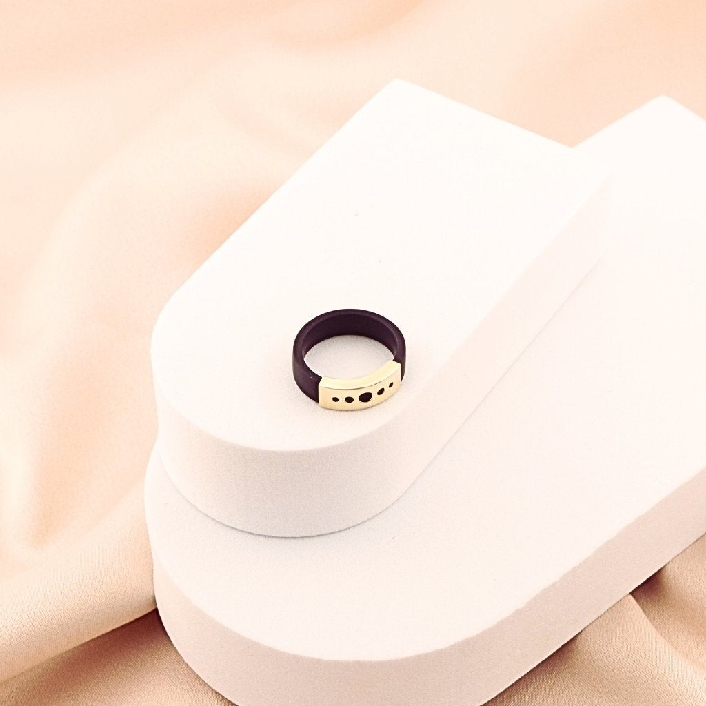 Inel Aur 14k Silicon Placuta cu Cercuri