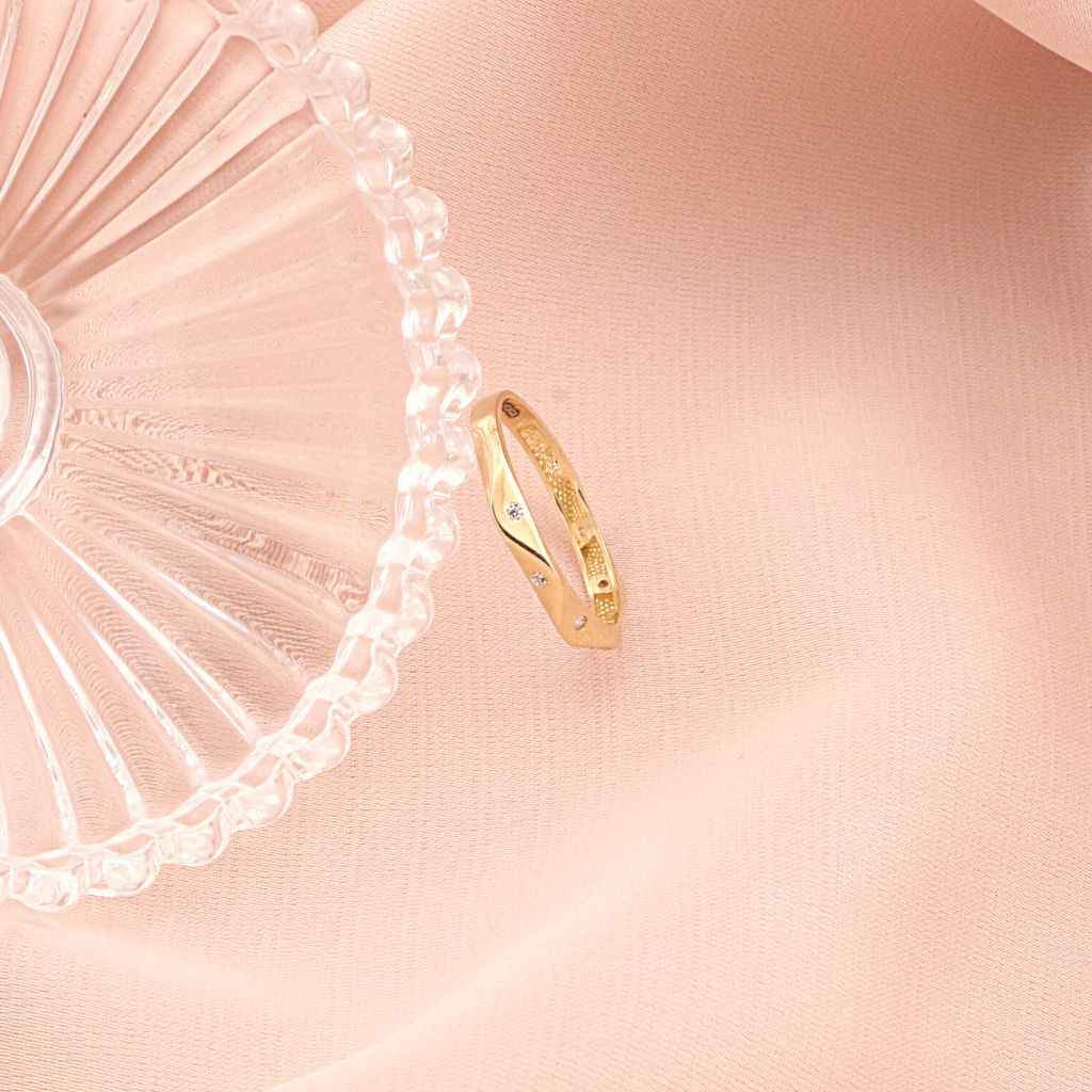 Inel Aur 14k Minimalist cu Pietre Zirconia