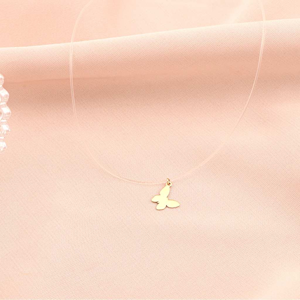 Lant Aur 14k Floating Butterfly cu Fir Transparent