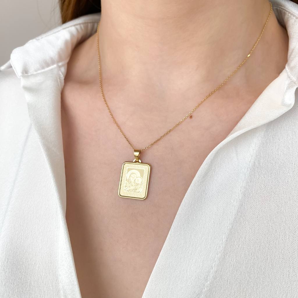 Pandantiv Aur 14k Iconita Maica Domnului