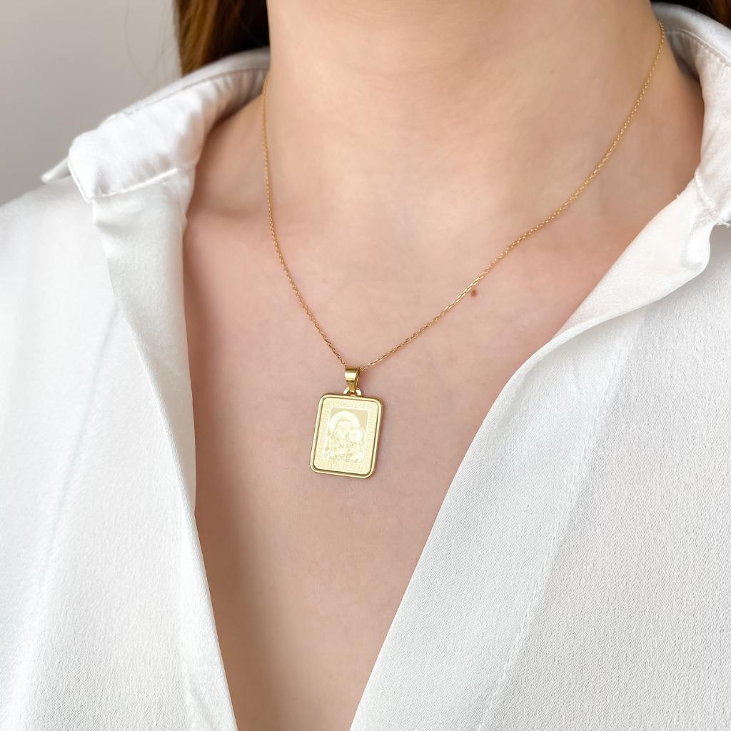 Pandantiv Aur 14k Iconita Maica Domnului