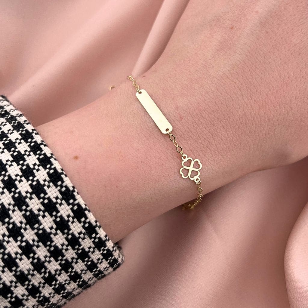 Bratara Aur 14k Copii Placuta si Trifoi