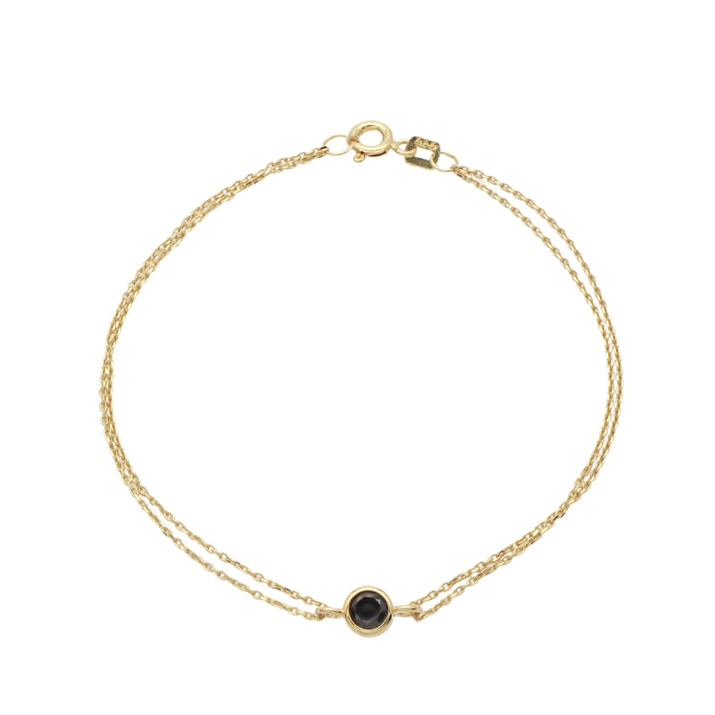 Bratara Aur 14k Minimalista cu Piatra Neagra