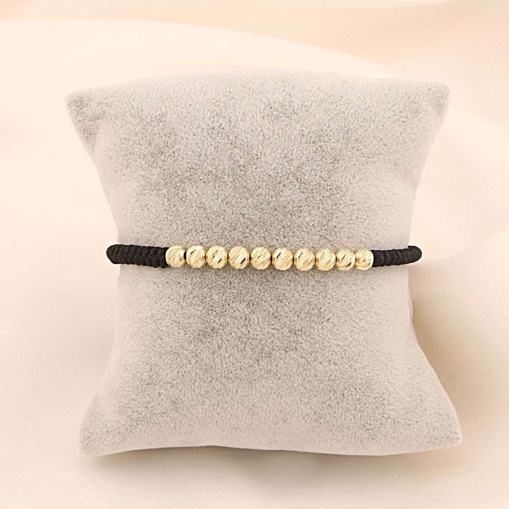 Bratara Barbati Snur Impletit cu Bile de Aur 14k 5mm