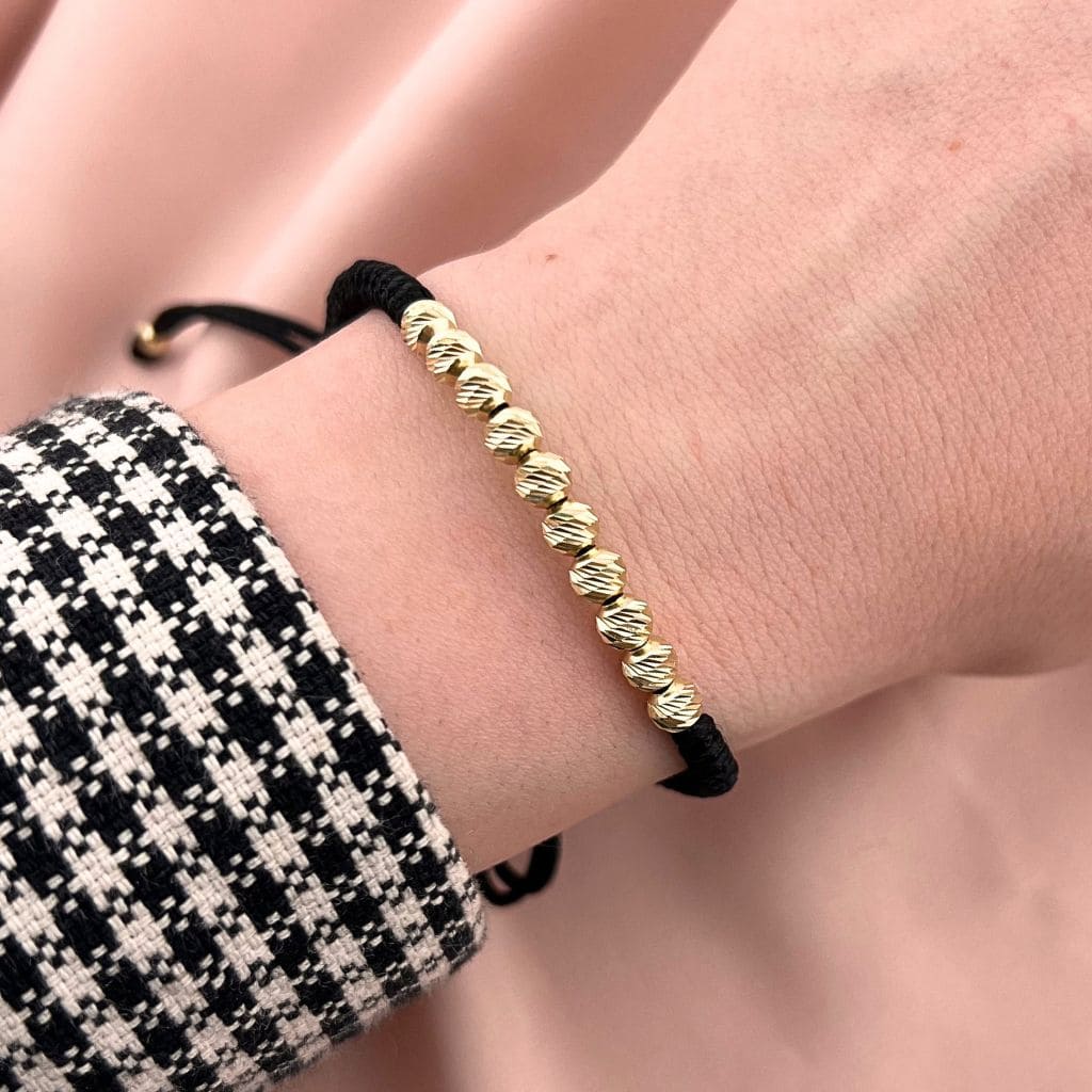 Bratara Barbati Snur Impletit cu Bile de Aur 14k 5mm