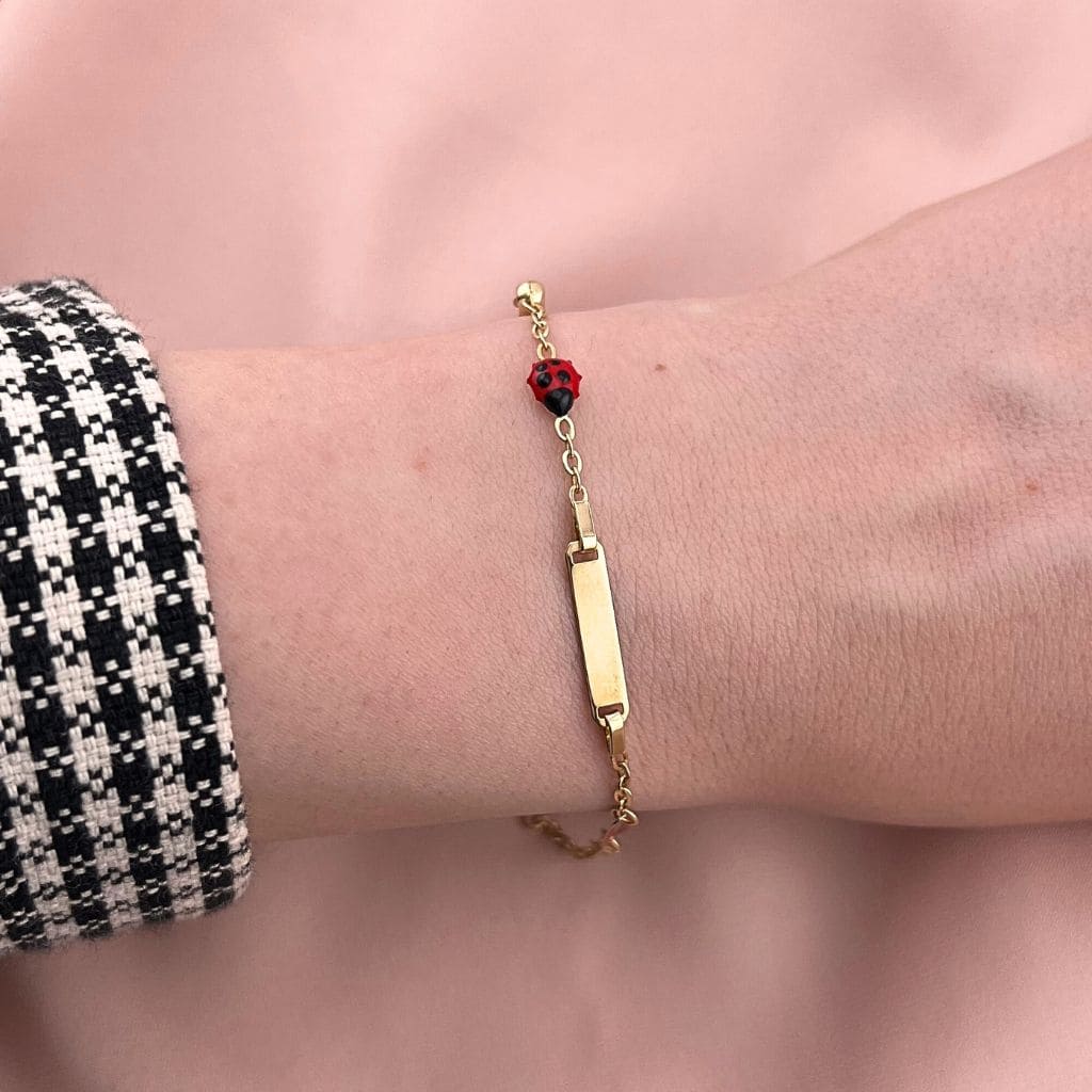Bratara Copii Aur 14k Placuta si Buburuza