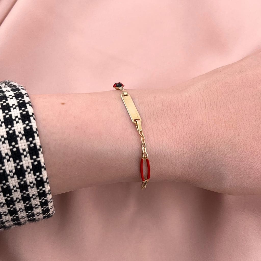 Bratara Copii Aur 14k Placuta si Buburuza