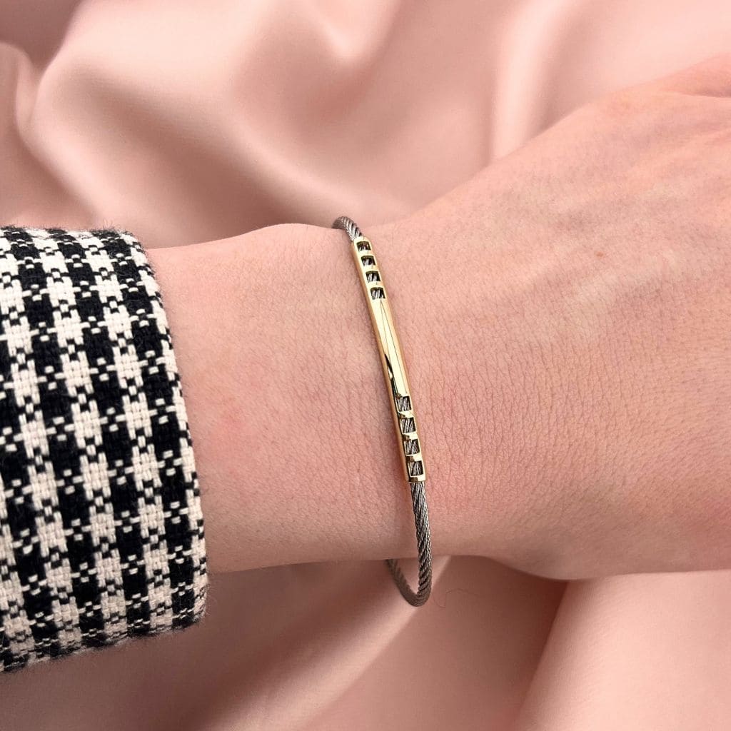 Bratara Fixa Unisex Aur 14k cu Model Geometric