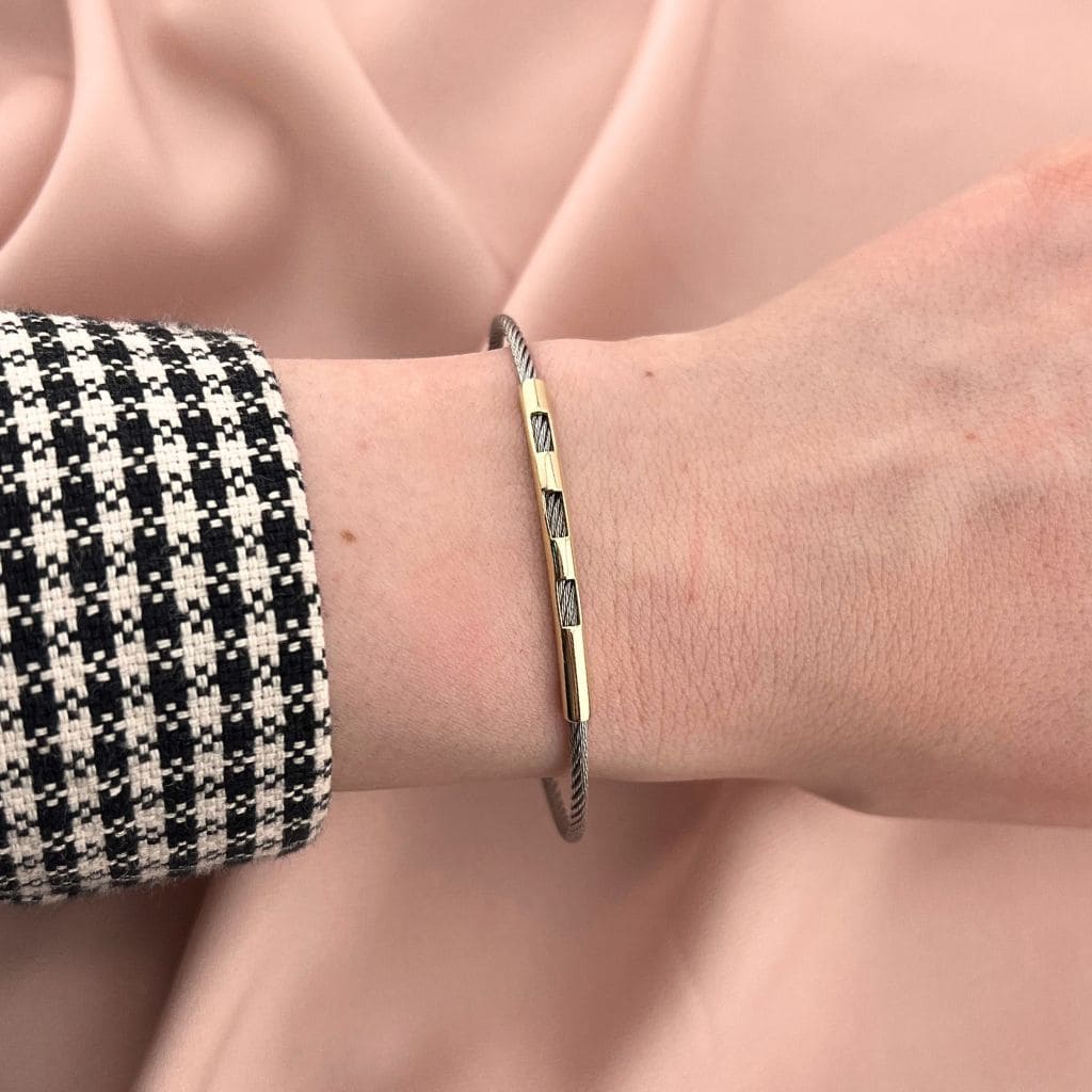 Bratara Fixa Unisex Aur 14k Rope cu Model Geometric