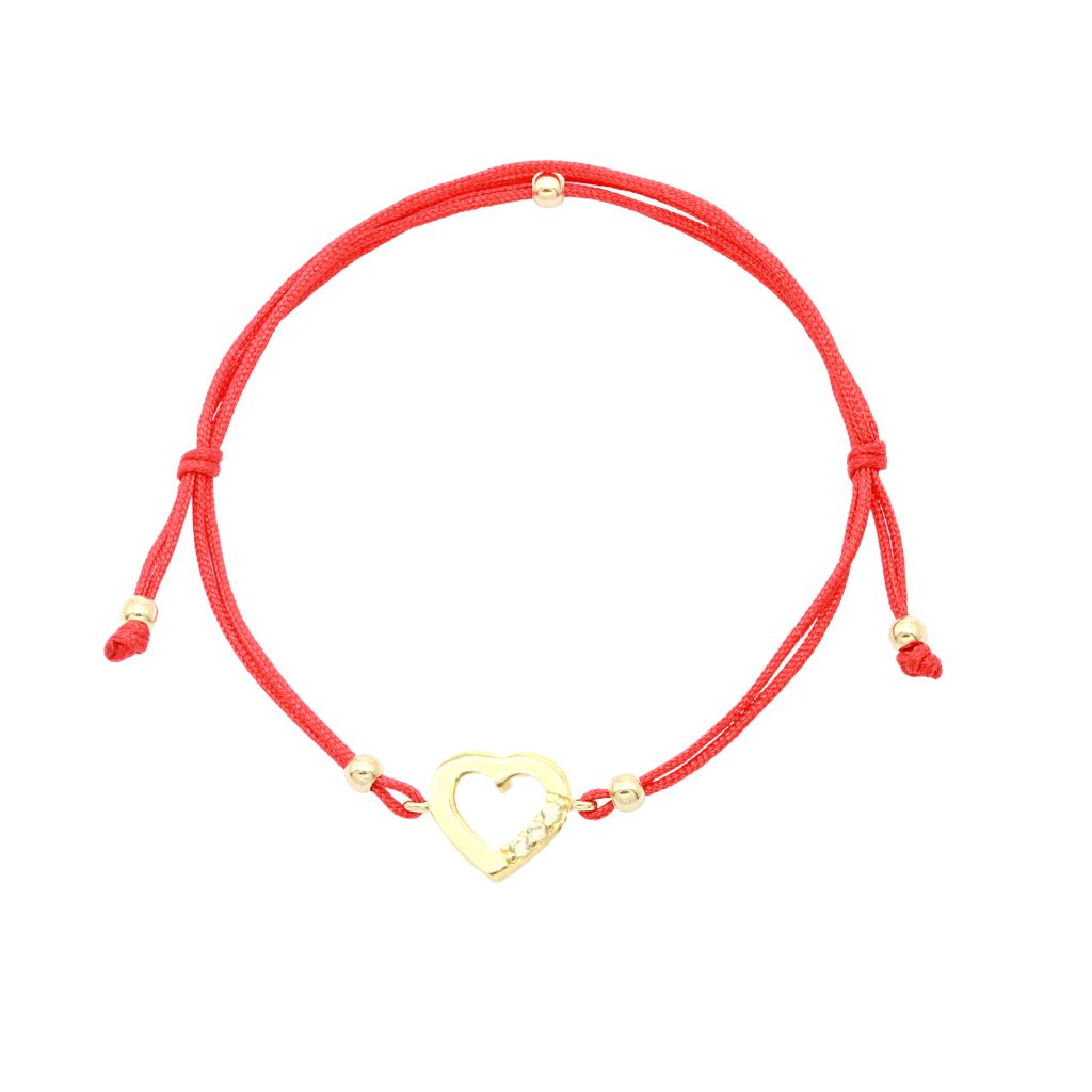 Bratara Snur Aur 14k Inima cu Pietre Zirconia
