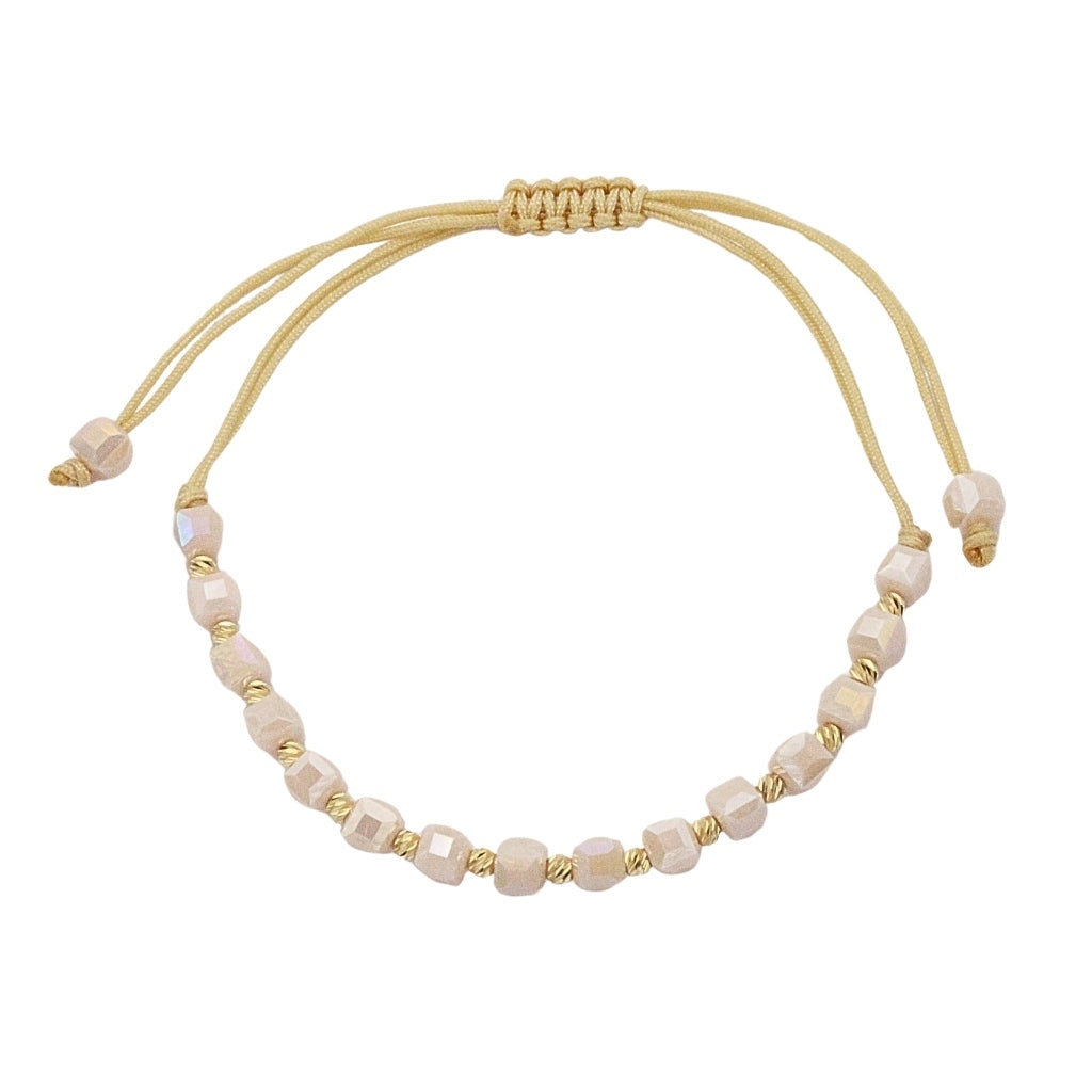 Bratara Snur Bile Aur 14k si Cristal Baby Pink
