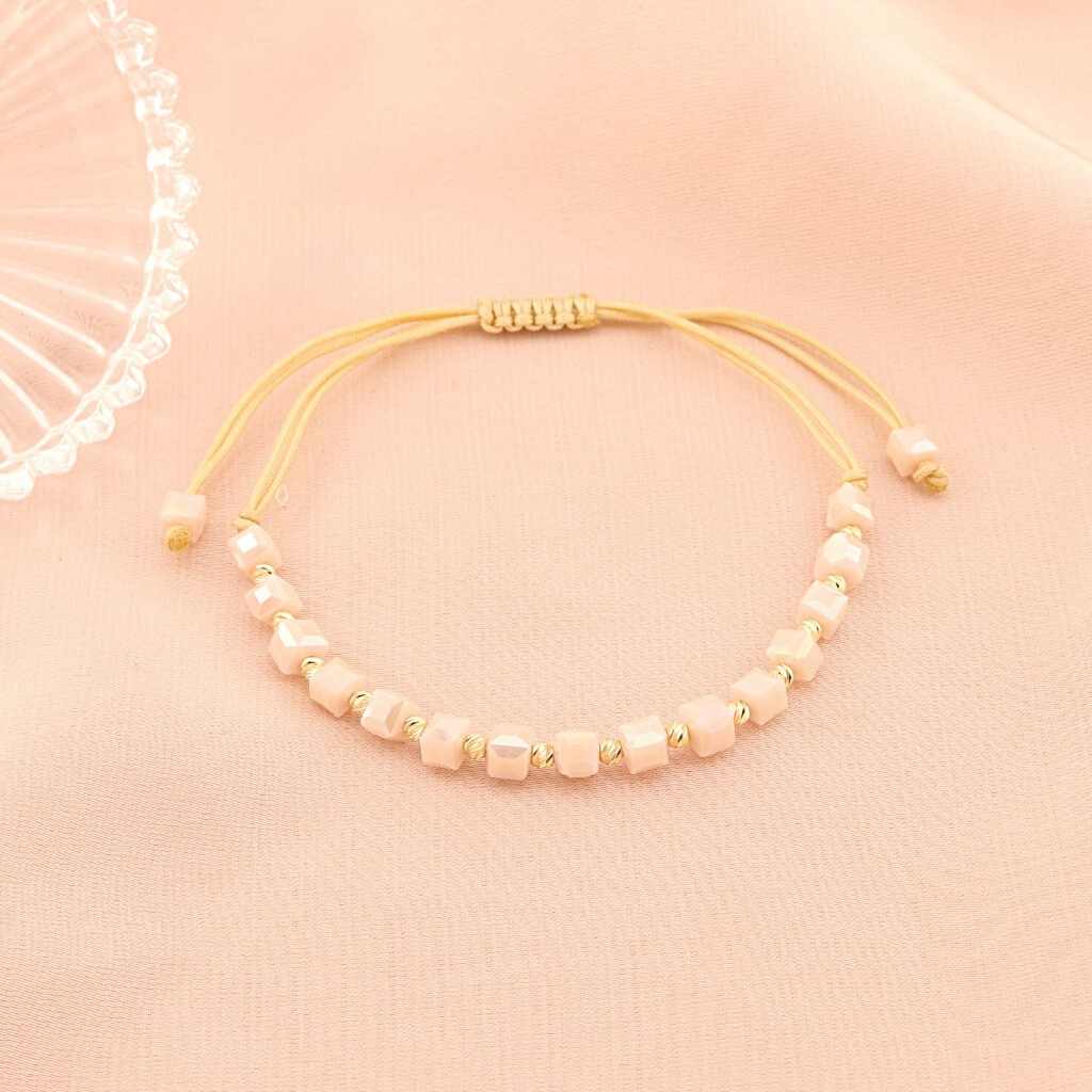 Bratara Snur Bile Aur 14k si Cristal Baby Pink