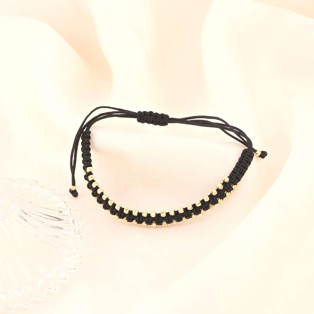 Bratara Snur Impletit cu Bile de Aur 14k