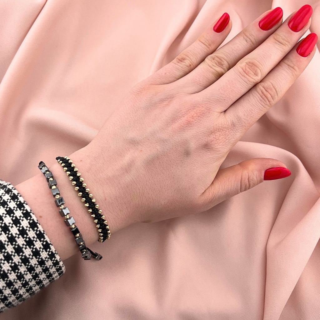 Bratara Snur Impletit cu Bile de Aur 14k
