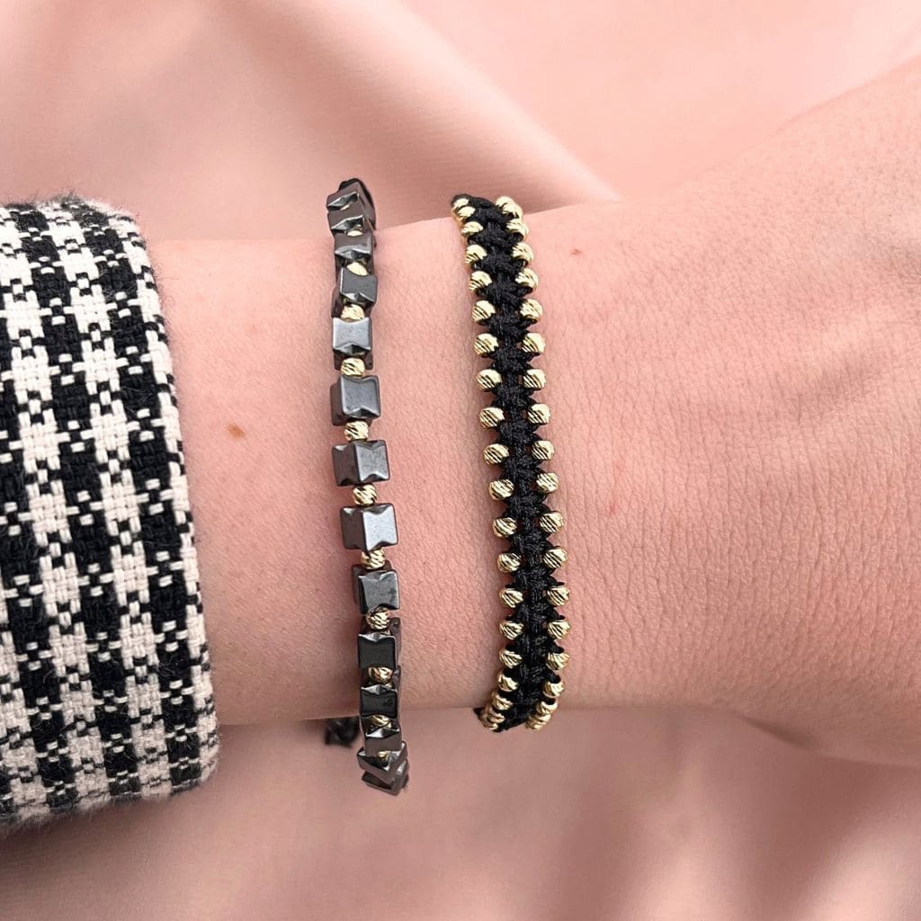 Bratara Snur Impletit cu Bile de Aur 14k