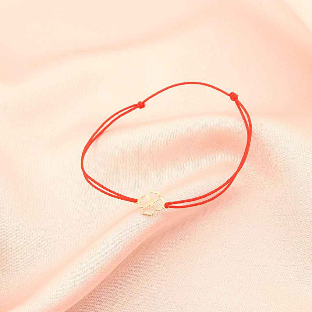 Bratara Snur Rosu Aur 14k Trifoi