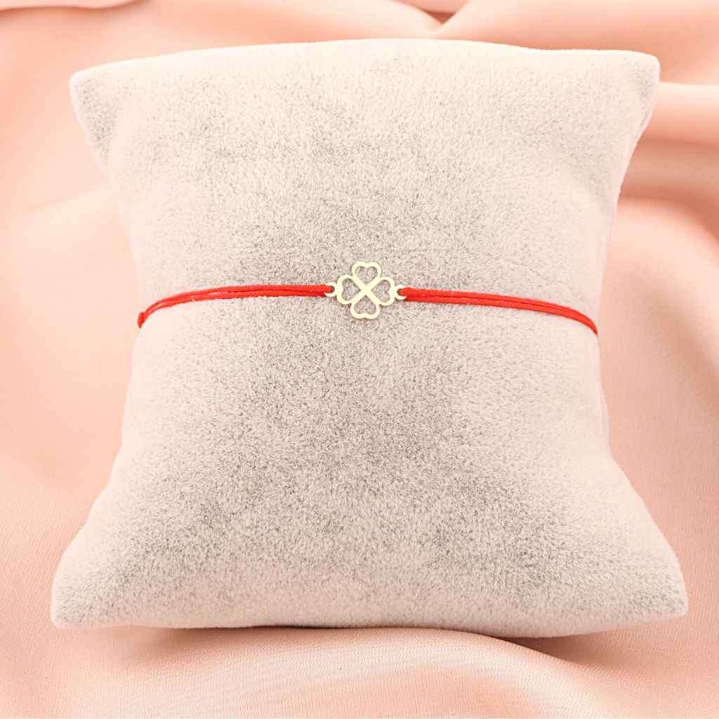Bratara Snur Rosu Aur 14k Trifoi