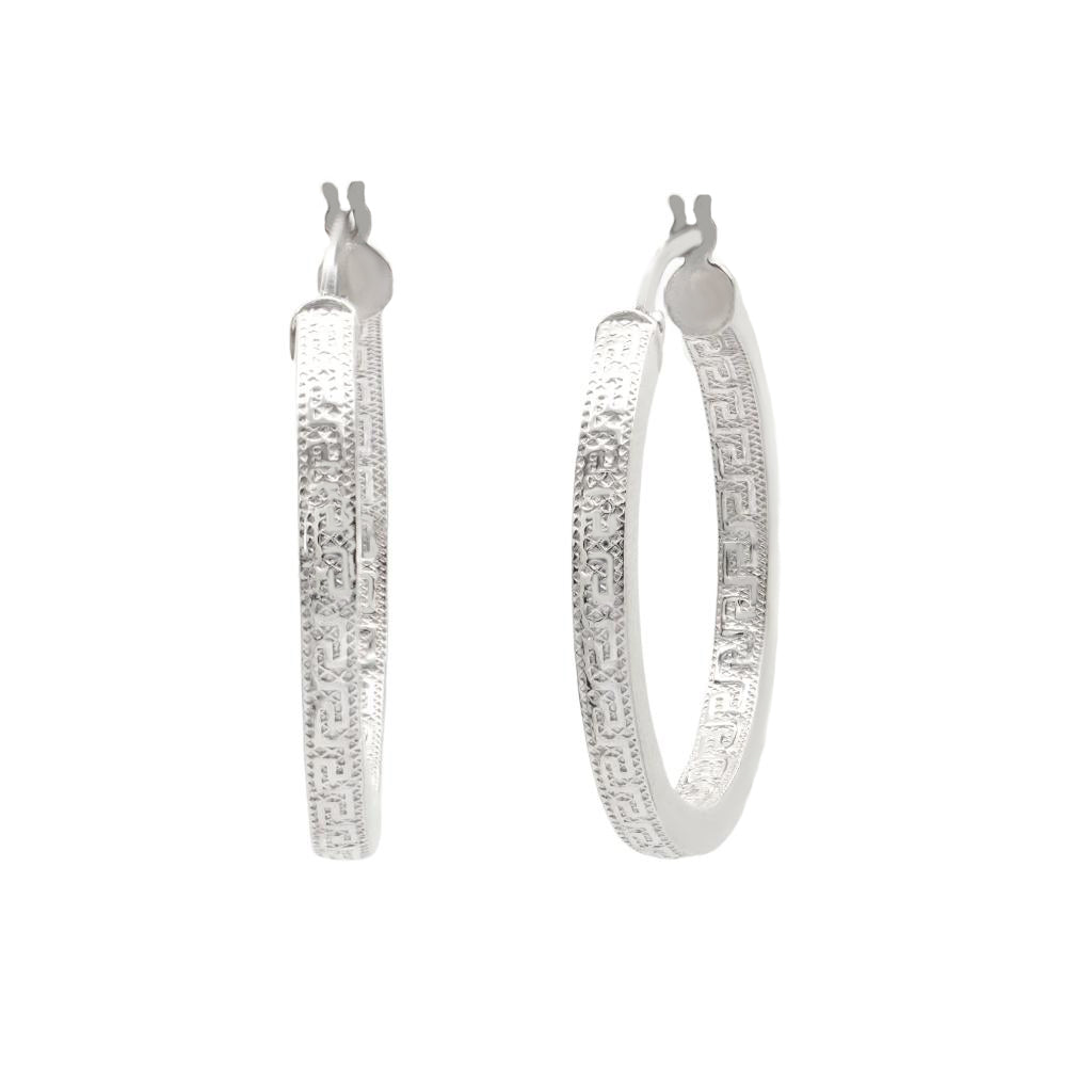 Cercei Argint Hoops cu Model Grecesc