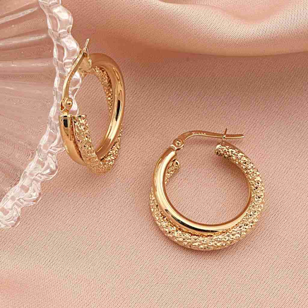 Cercei Aur 14k Double Hoops 1.5cm