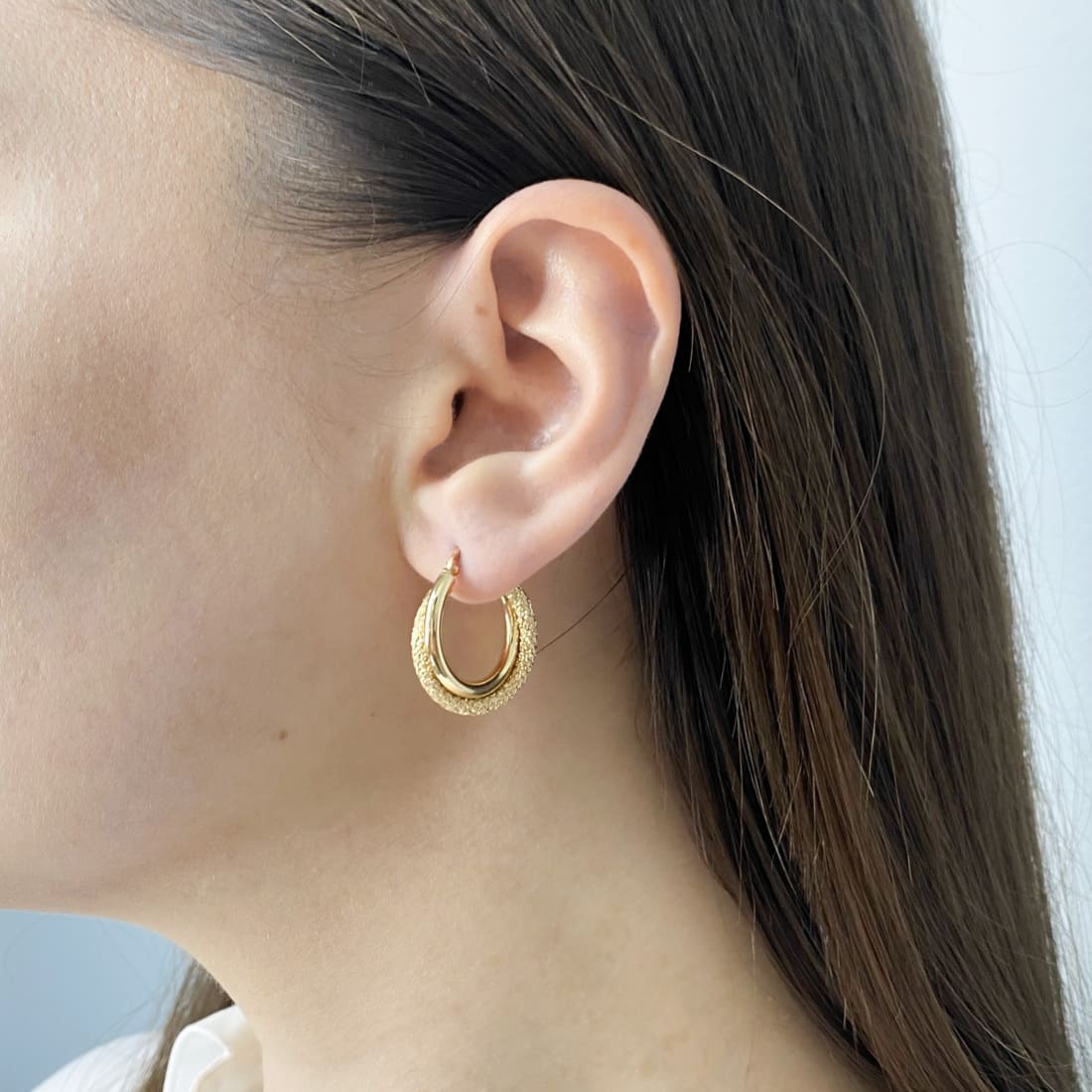 Cercei Aur 14k Double Hoops 1.5cm