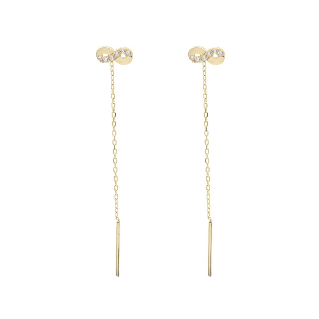 Cercei Aur 14k Fir Infinit cu Pietre Zirconia