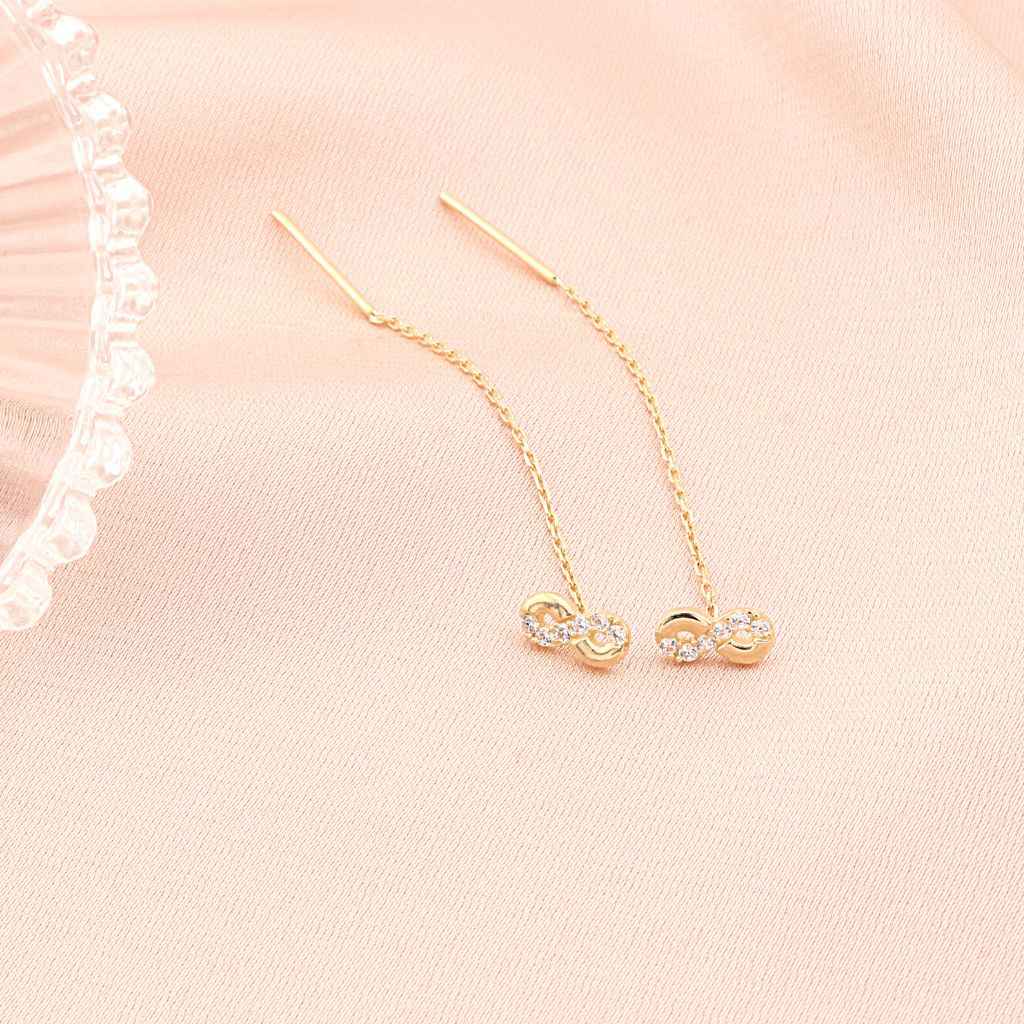 Cercei Aur 14k Fir Infinit cu Pietre Zirconia
