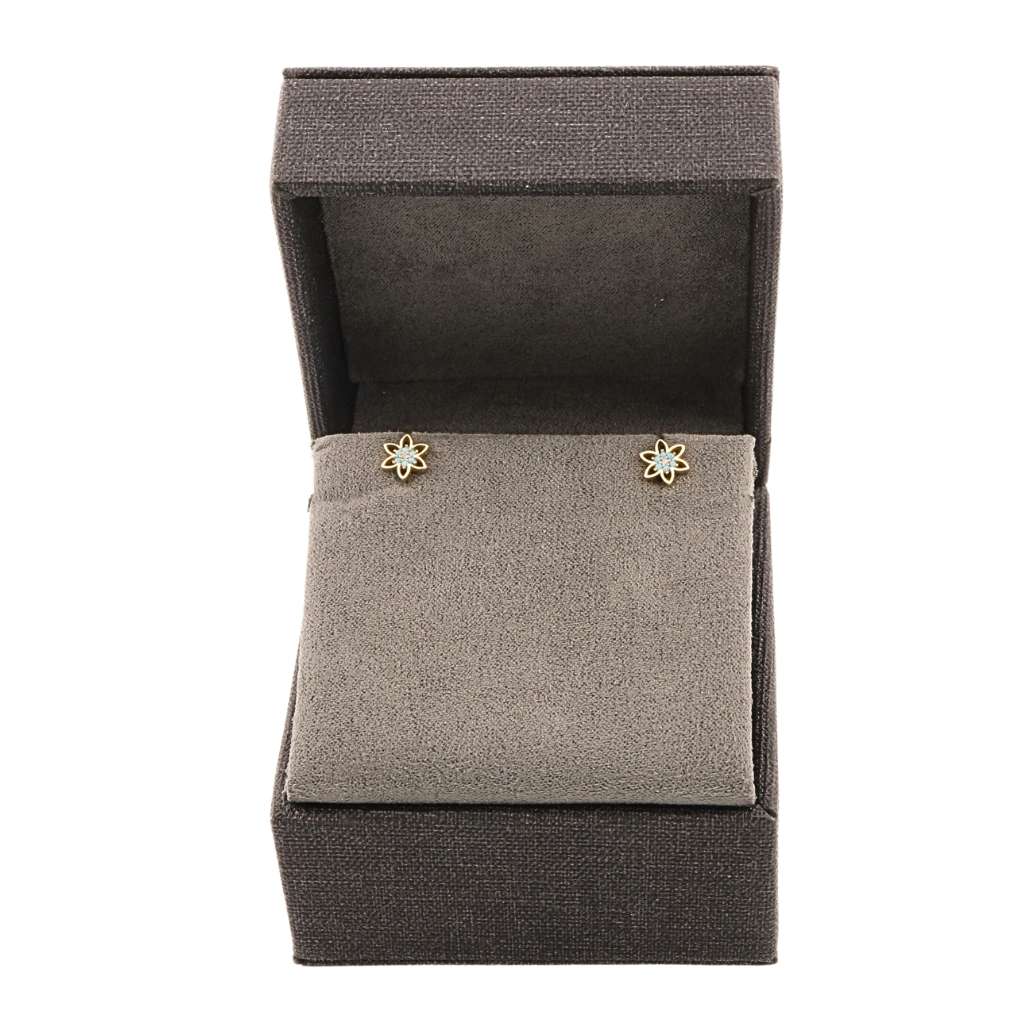 Cercei Aur 14k Floare cu Pietre Turcoaz