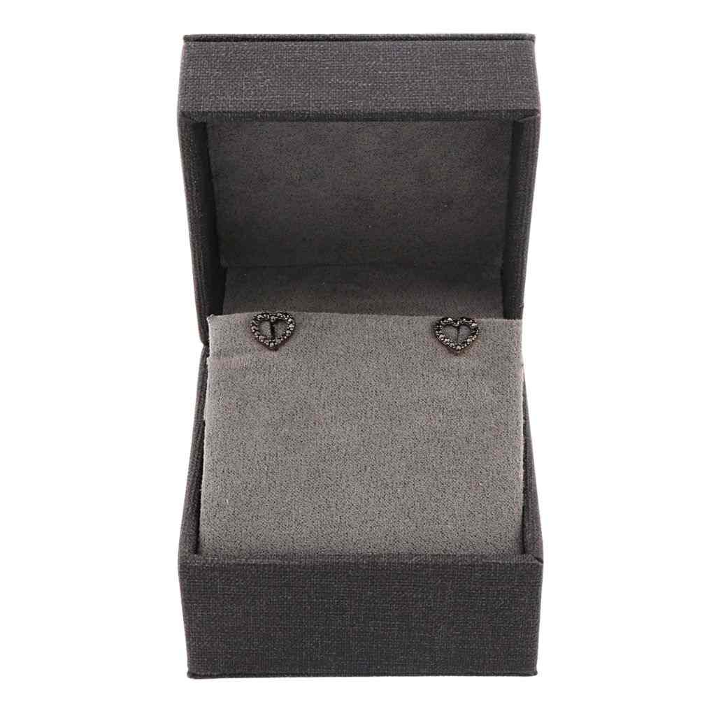 Cercei Aur 14k Inima cu Pietre Zirconia Negre