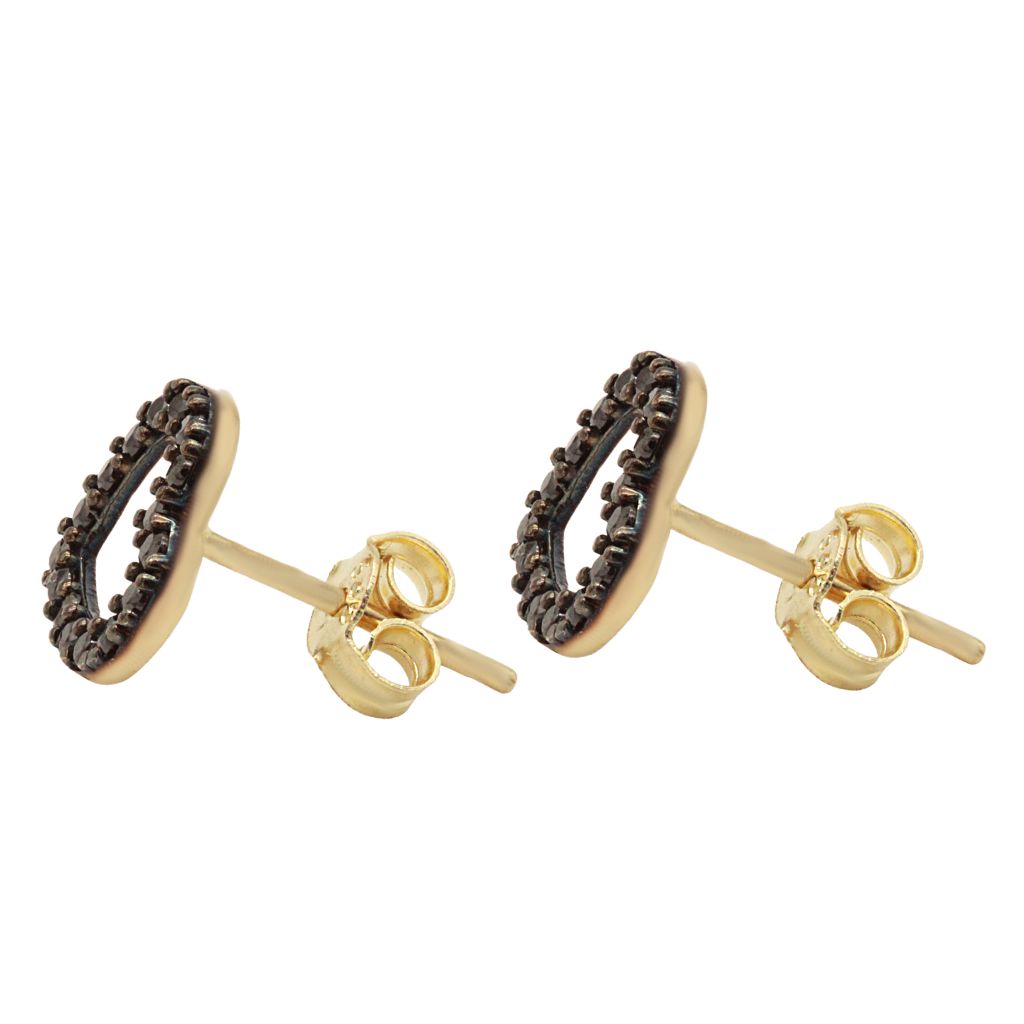 Cercei Aur 14k Inima cu Pietre Zirconia Negre