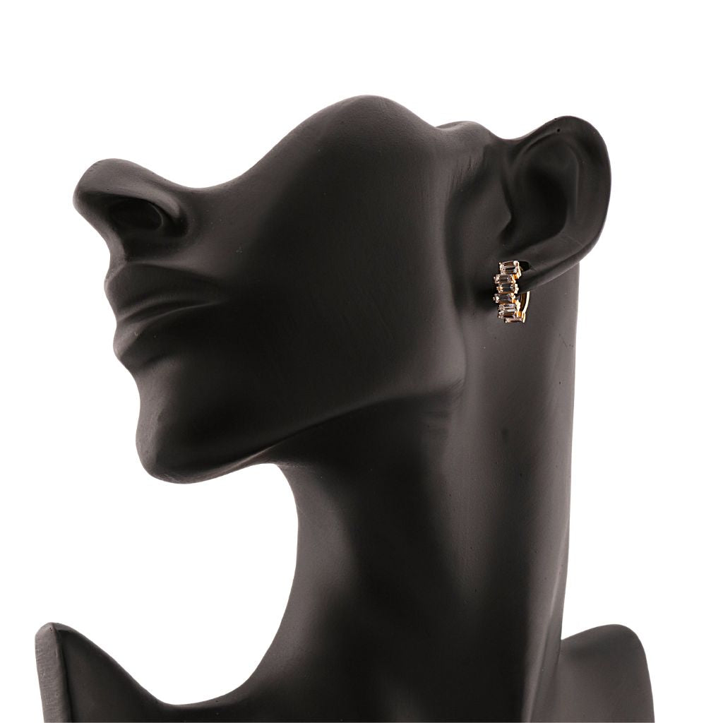 Cercei Aur 14k Uneven Eternity cu Pietre Zirconia