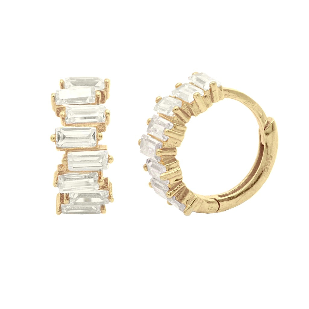 Cercei Aur 14k Uneven Eternity cu Pietre Zirconia
