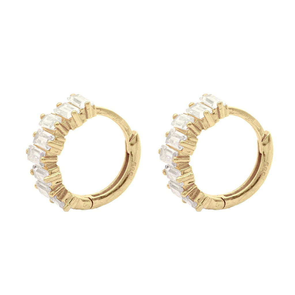 Cercei Aur 14k Uneven Eternity cu Pietre Zirconia